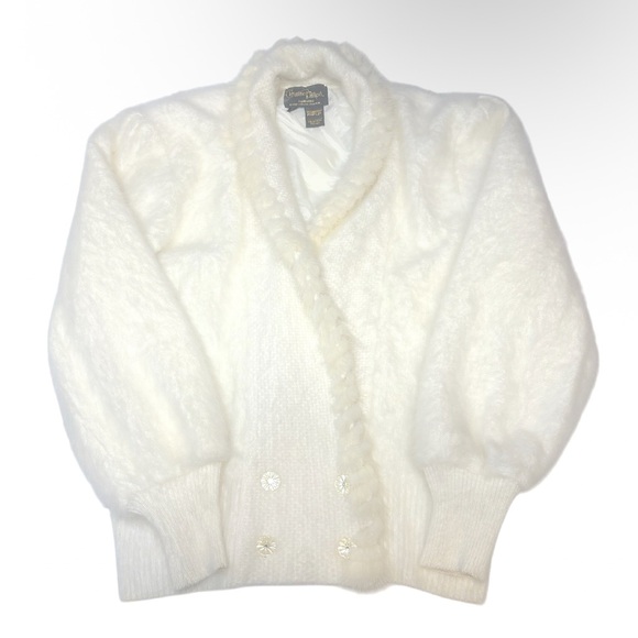 Vintage 1990 Christine Phillipe 90% Angora Cardigan SzL Super Soft Quiet Luxury - Picture 3 of 10